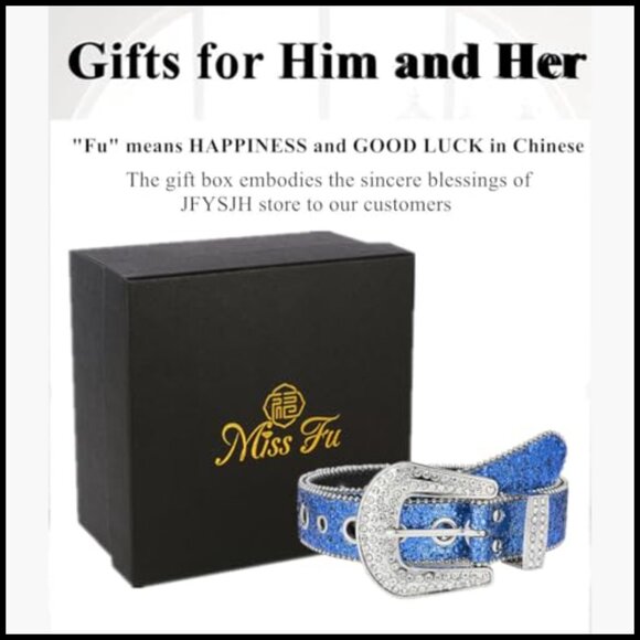 Faux Leather Rhinestone Studded Western Belt with Removable Buckle main image 6
